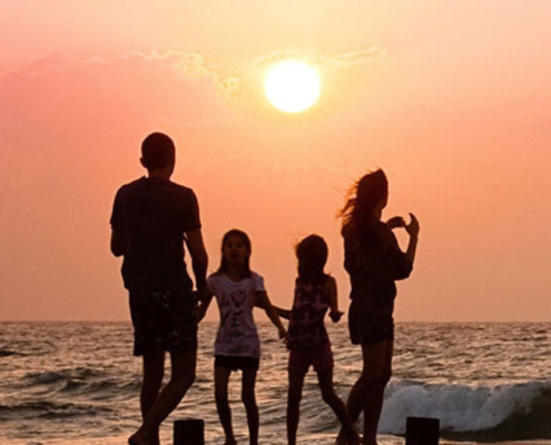 Family with Children at the Beach